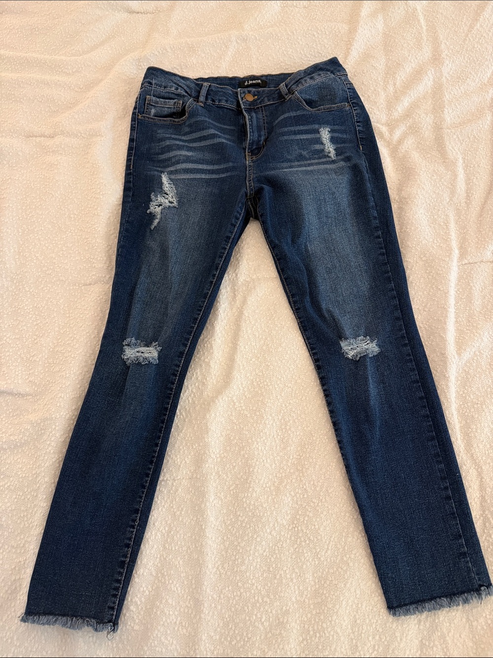 D.Jeans Dark Wash Ripped Skinny Jeans -
